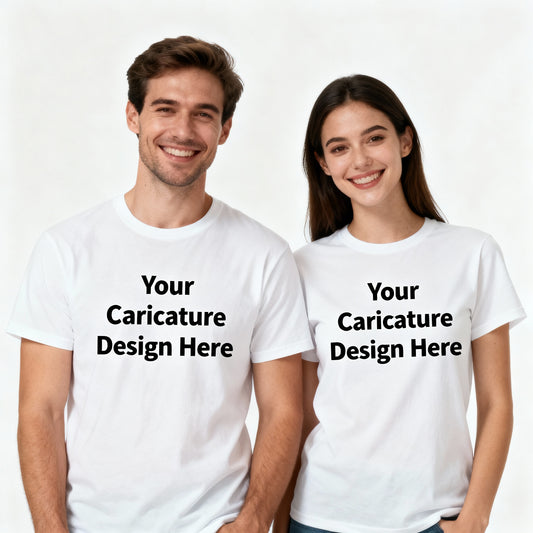 Matching His & Hers OverDrawn Caricature Printed Shirts